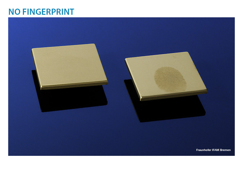 Mit "no fingerprint" wurde ein neues Beschichtungssystem entwickelt, welches unbeliebte Fingerabdrücke sichtbar werden lässt